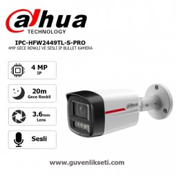 Dahua IPC-HFW2449TL-S-PRO 4mp Wizcolor Gece Renkli ve Sesli ip Bullet Kamera